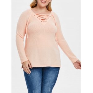 Trim Up Plus Size Raglan Sleeve Sweater 