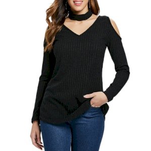 Knit Cut Out Long Sleeve Top