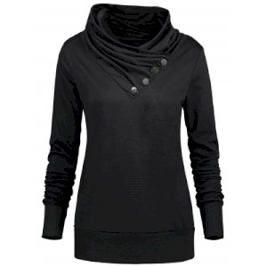 Buttoned Turtleneck Sweatshirt