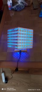 Wooden Square Blue Light Handmade Accesory